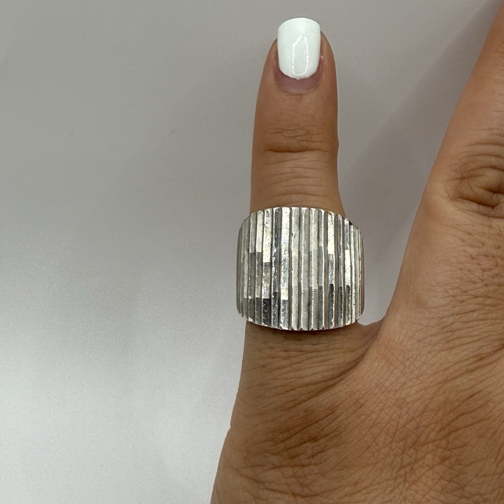 Vintage Sterling Silver 925 TM-95 Mexico Ribbed Textured Ring Size 5